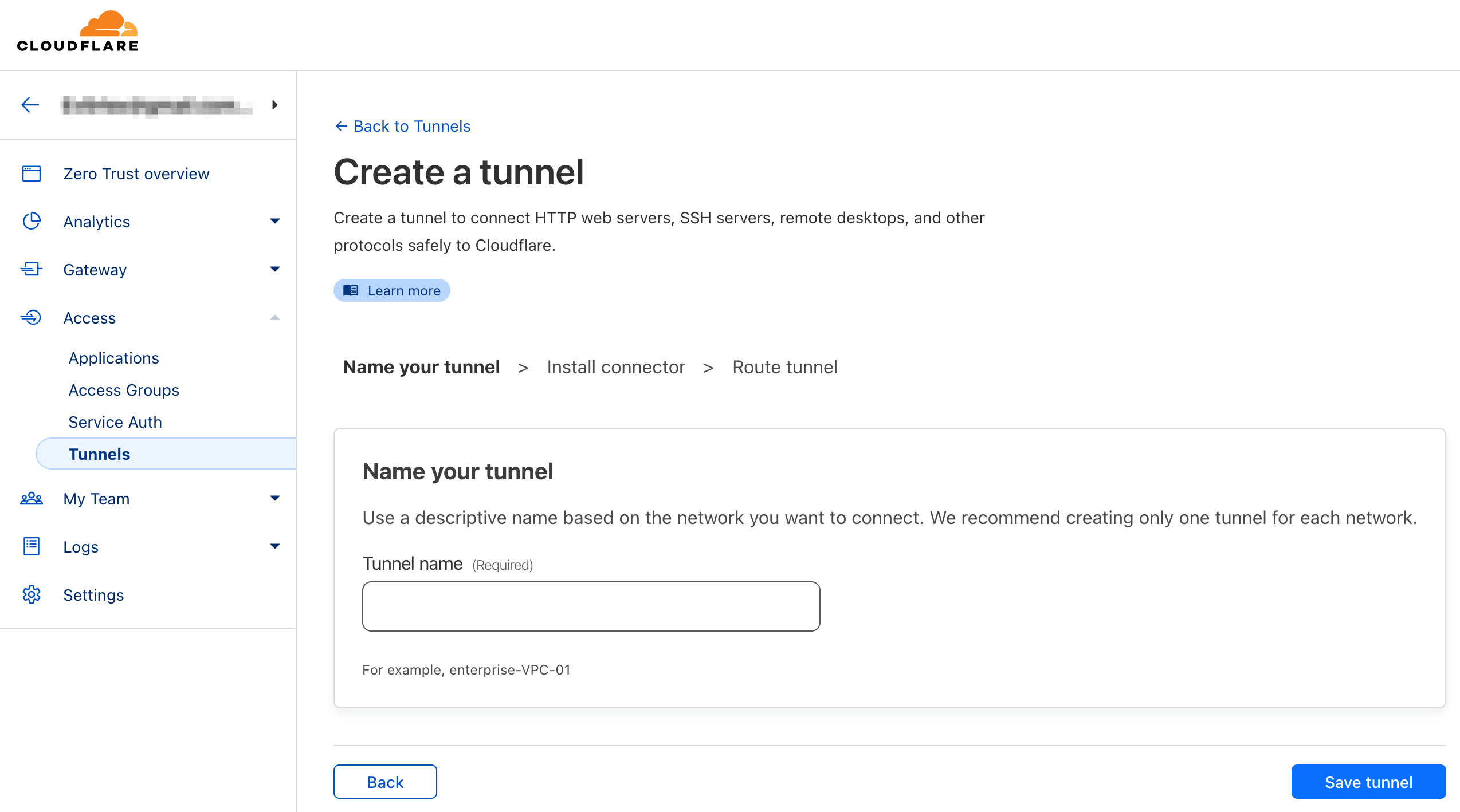 Cloudflare Create Tunnel