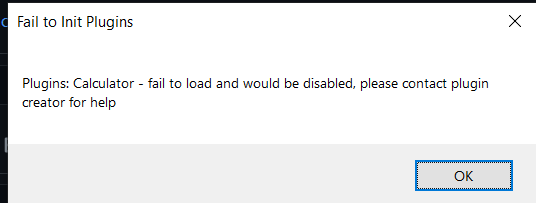 [Run] Plugin calculator failed to load and would be disabled · Issue ...