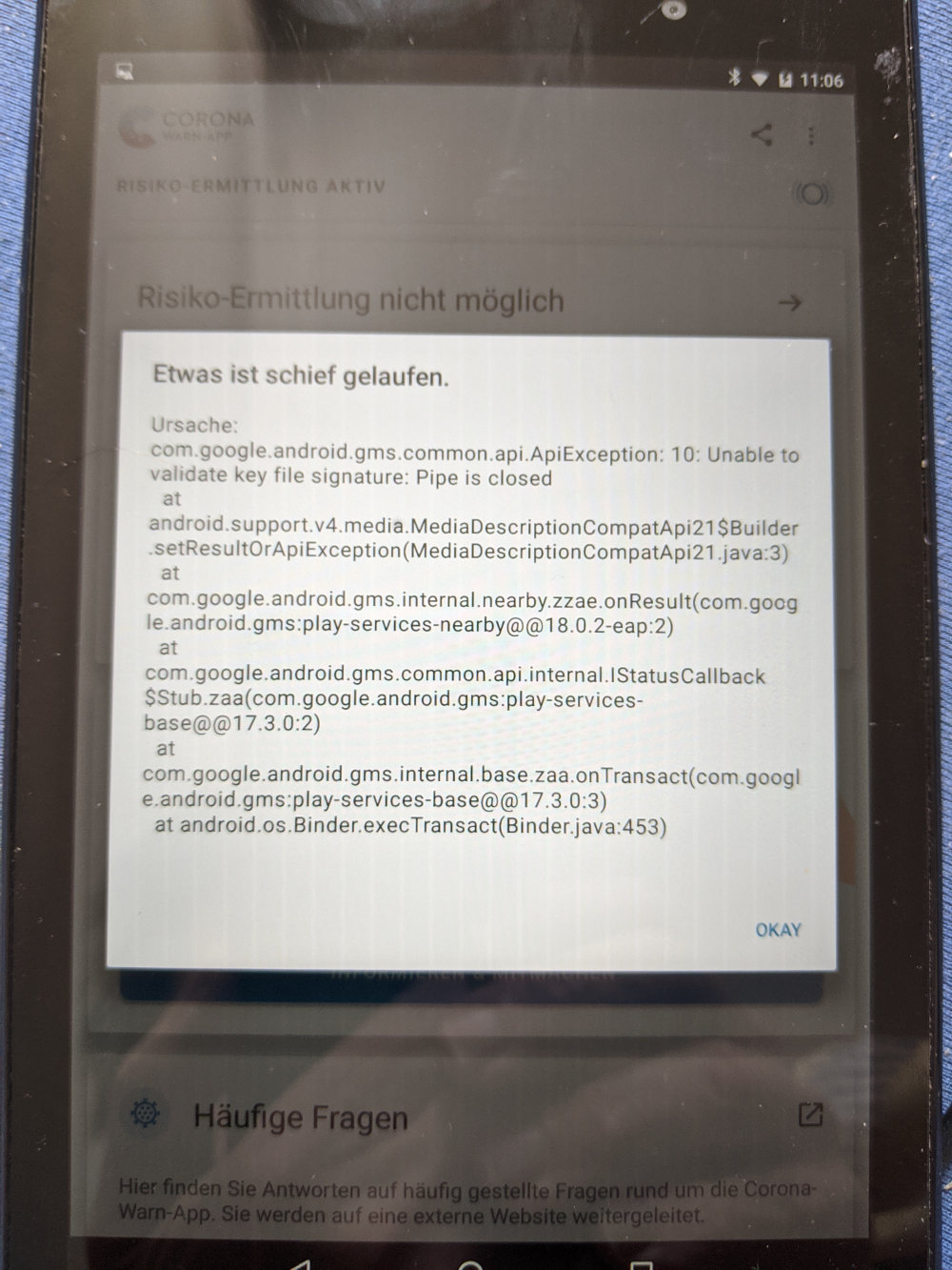 Ursache 3: Etwas ist schief gelaufen (Fehler bei Kommunikation mit