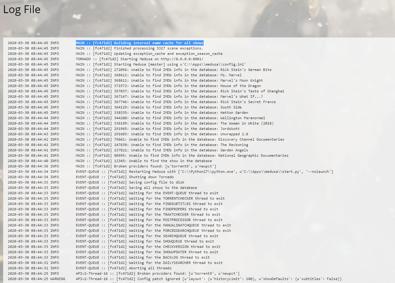 Search Status Stuck · Issue #7893 · pymedusa/Medusa · GitHub