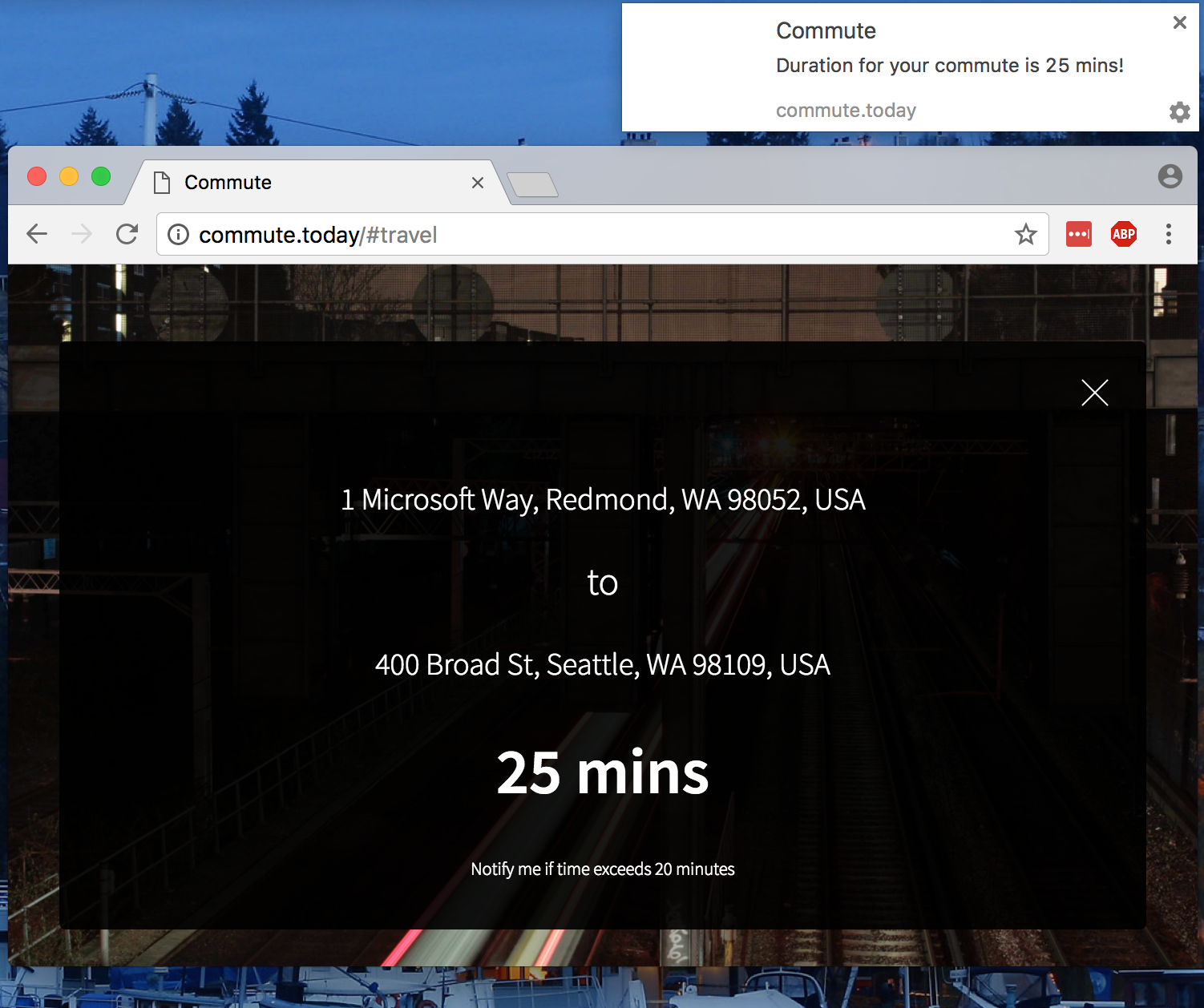 An example notification on macOS