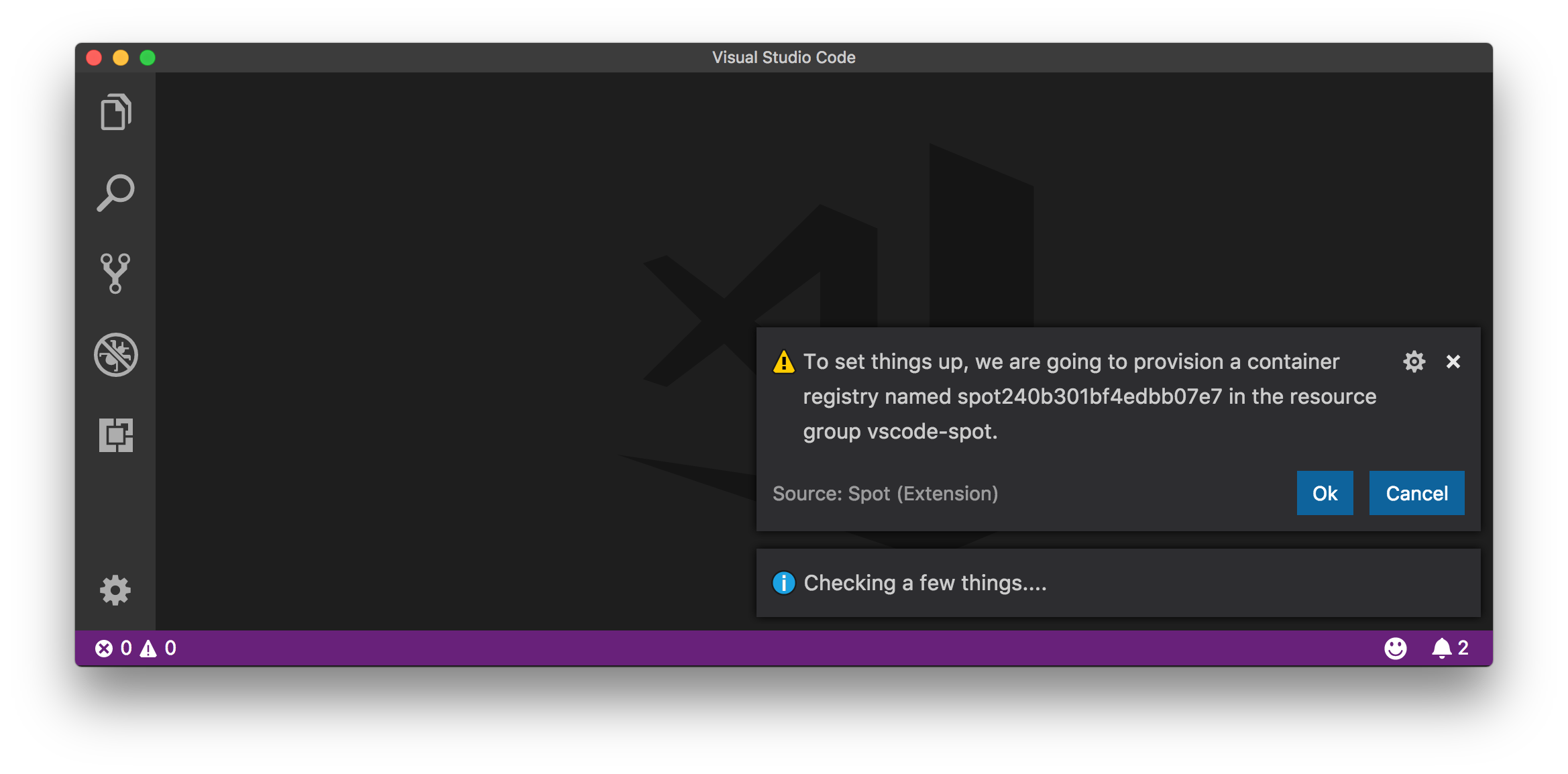 ACR create confirmation dialog