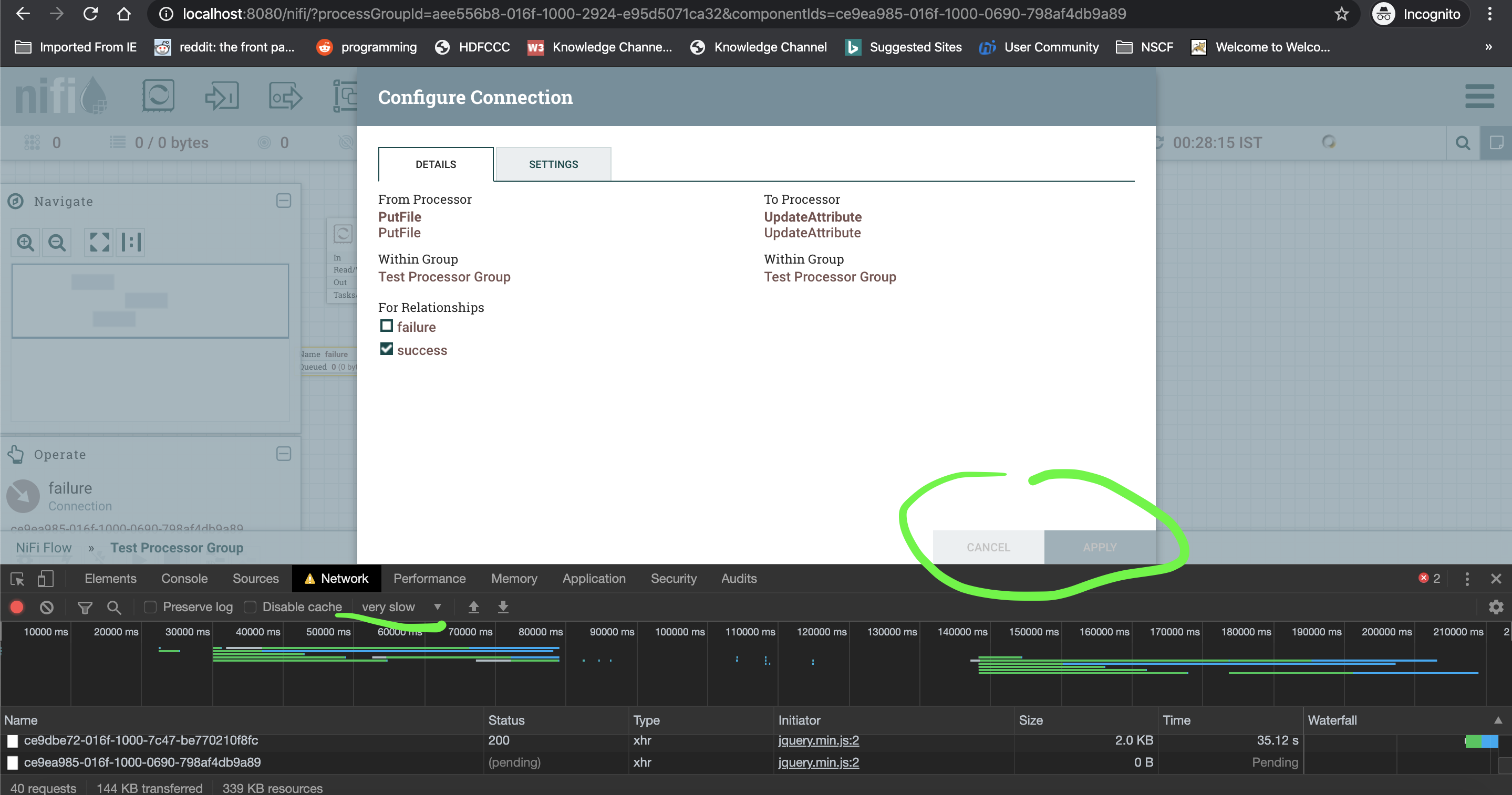 update connection after fix