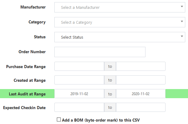 Feature Request: Custom export assets with Last Audit at Range · Issue ...