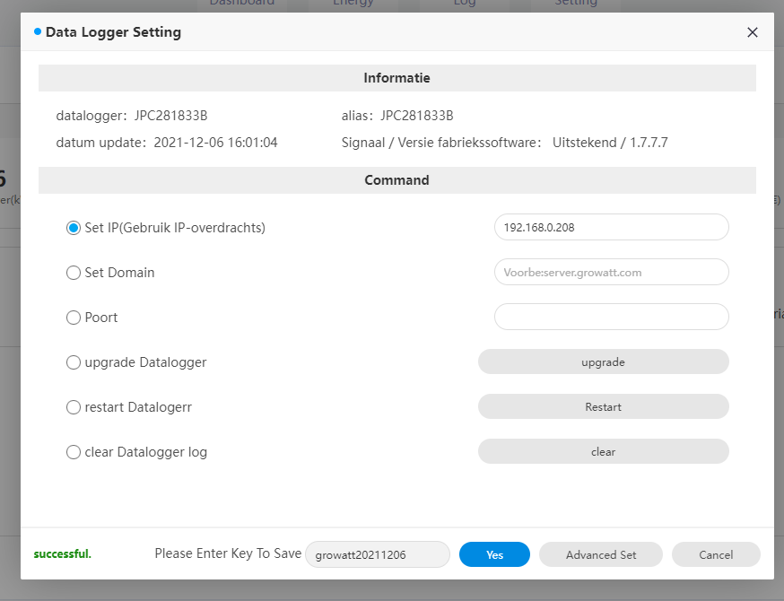 Unable To Change IPadress Via Growatt Online Issue 79 Johanmeijer