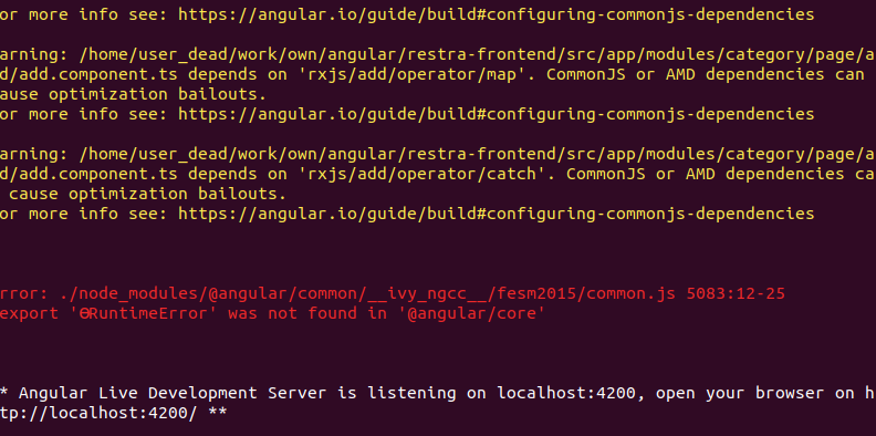 export 'ɵRuntimeError' was not found in '@angular/core · Issue #42880 ...
