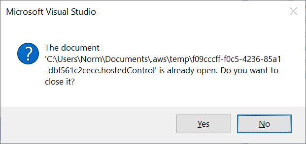 Version 16.5.0 of Visual Studio 2019 fails to launch views after aws ...