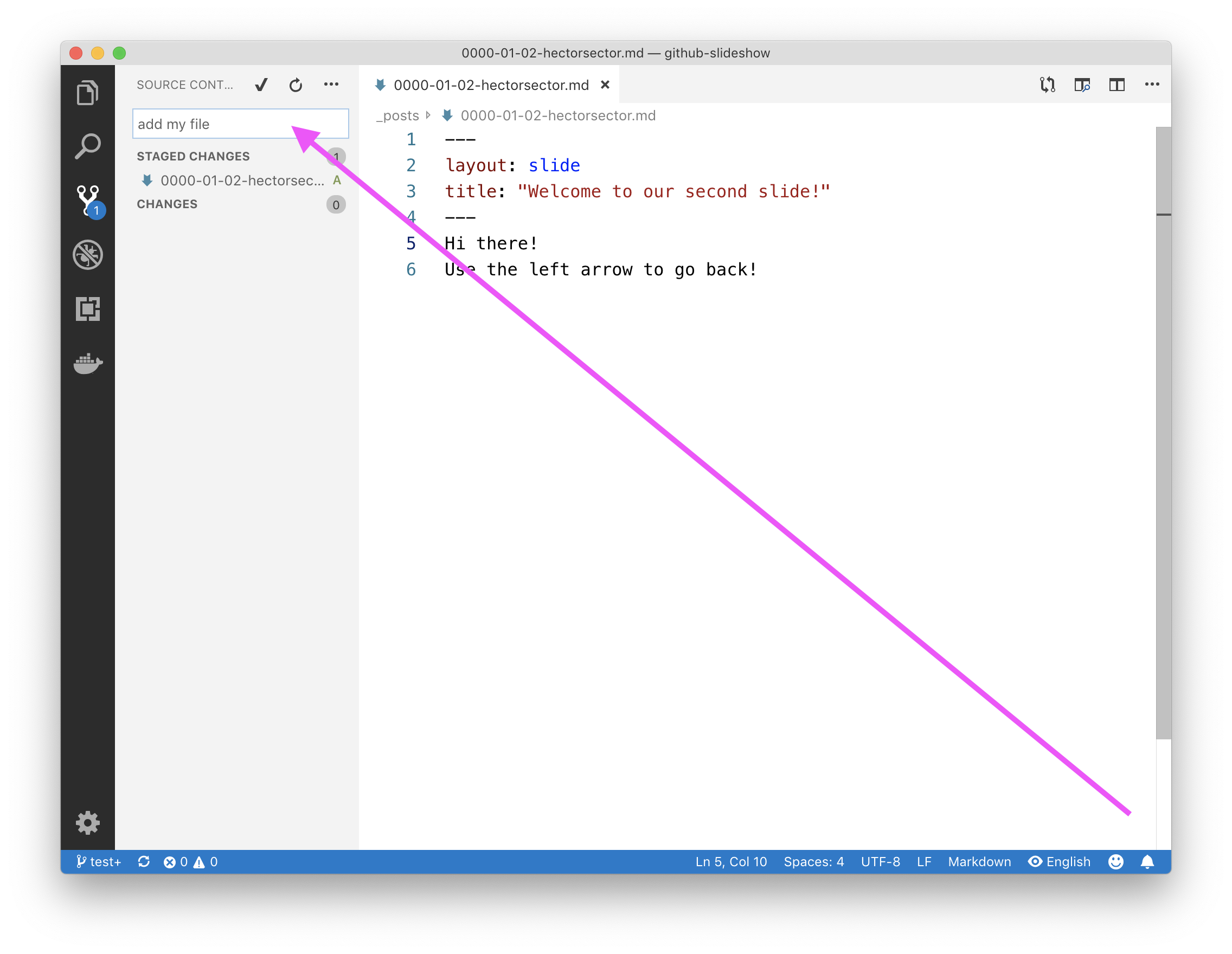 una captura del mensaje de confirmación de cambios VS Code