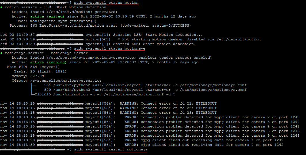 motionEye does not capture RTSP stream anymore after some months of