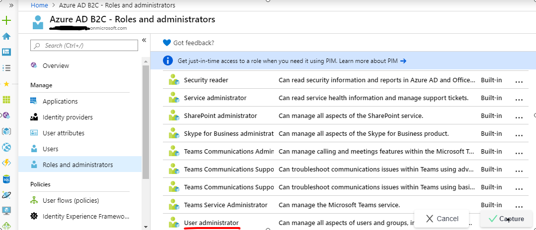 Azure AD B2C - Roles and administrators - Microsoft Azure
