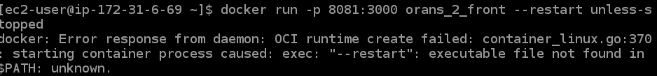 OCI runtime error while passing a --restart parameter to docker run on ...