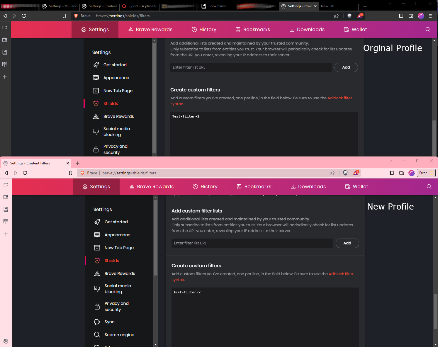 Brave adblock filters shouldn't be global · Issue 27594 · brave/brave