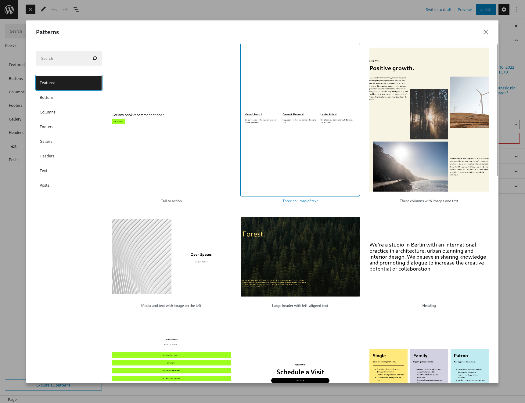 Patterns selector border gets cut at the top · Issue #45701 · WordPress ...