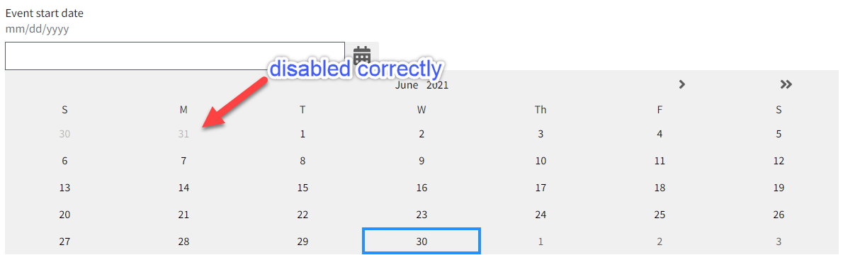Date Range Picker min date and max date not disabling dates · Issue ...