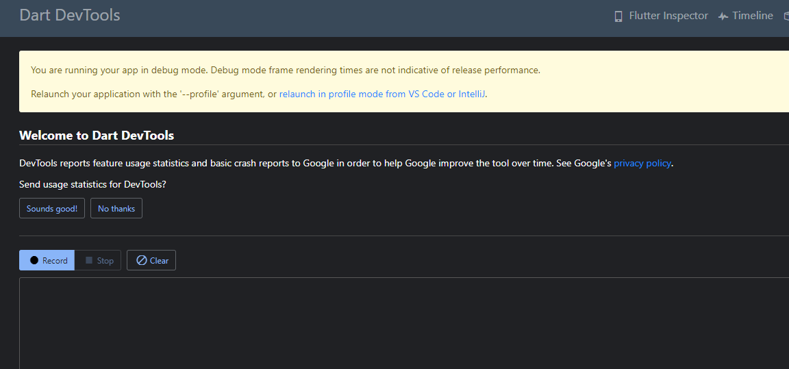 Although I start my App in profile mode I get a warning in DevTools ...