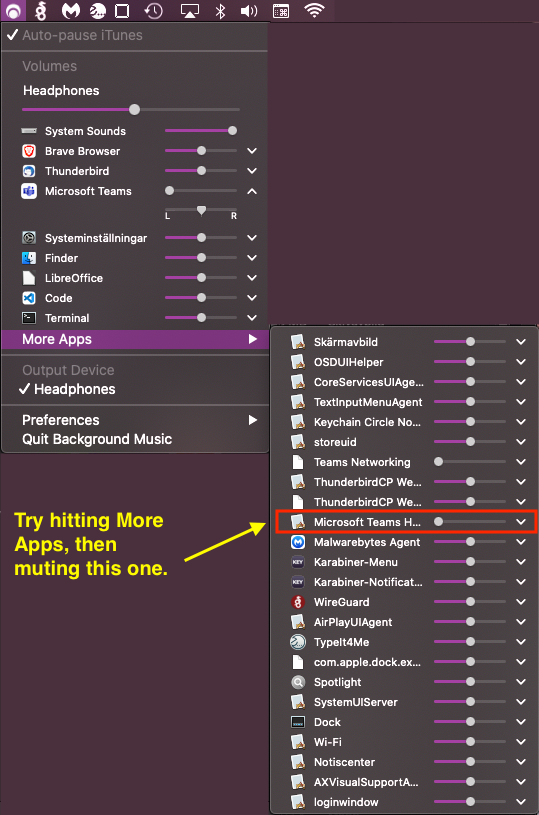 Muting Teams - Other Apps - Microsoft Teams H
