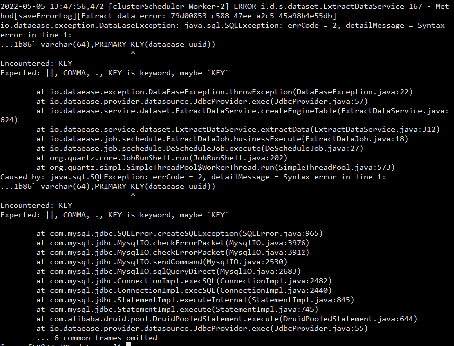 [Bug]定时同步类型任务执行会报错 · Issue #2226 · dataease/dataease · GitHub