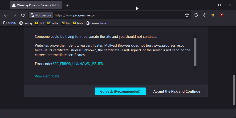 SSL cert error, has no option for "Proceed anyway" · Issue #145 ...