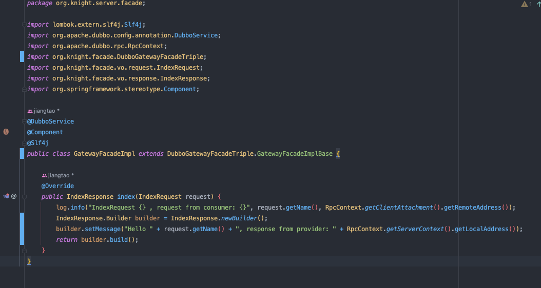 org.apache.dubbo.rpc.StatusRpcException: UNIMPLEMENTED : Method : index ...