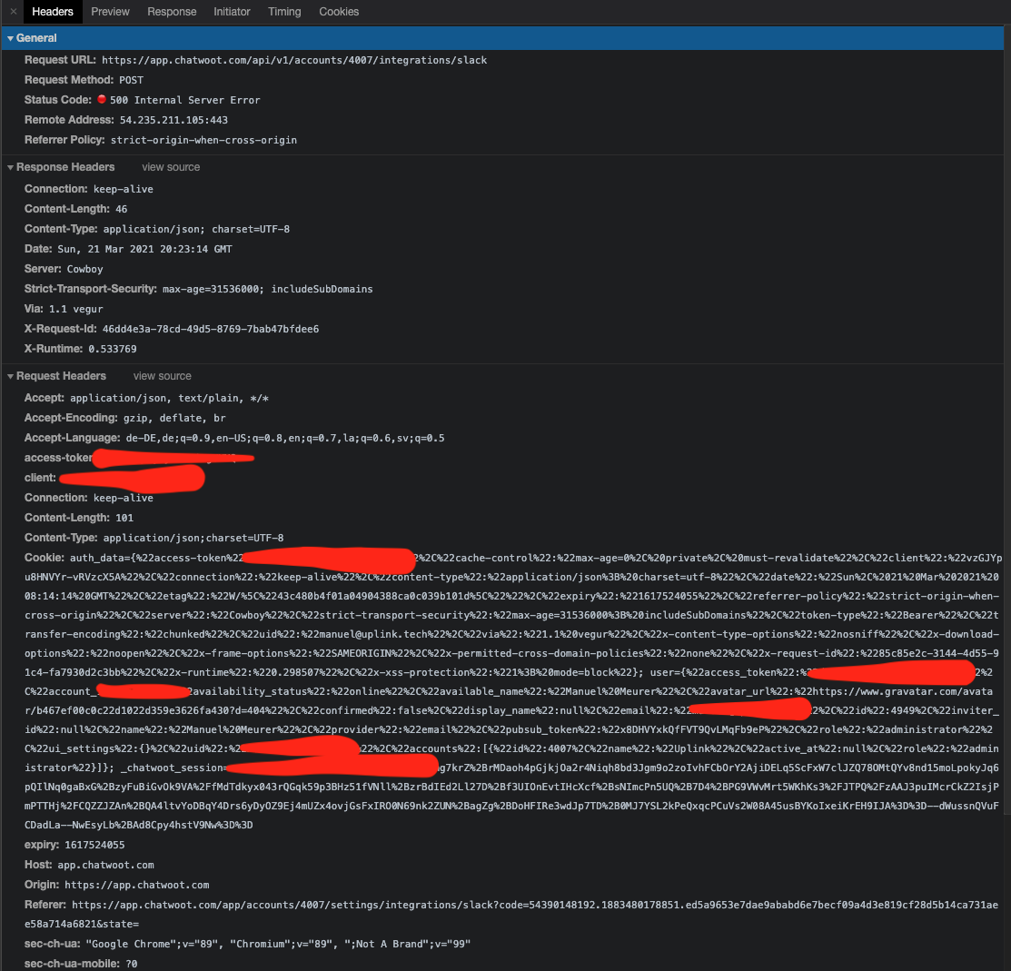 Slack integration error · Issue #1962 · chatwoot/chatwoot · GitHub