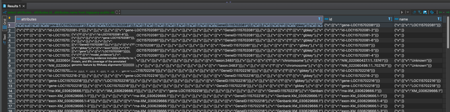 Poor Result Formatting of BigQuery Nested Objects · Issue #16544 ...