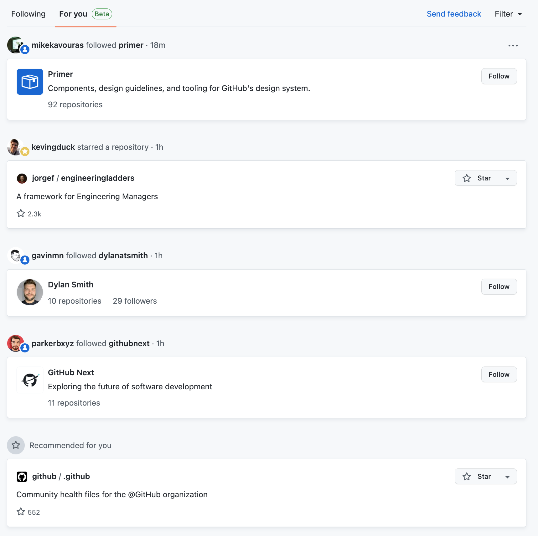 GitHub Feed (Public Beta) sorting update - GitHub Changelog