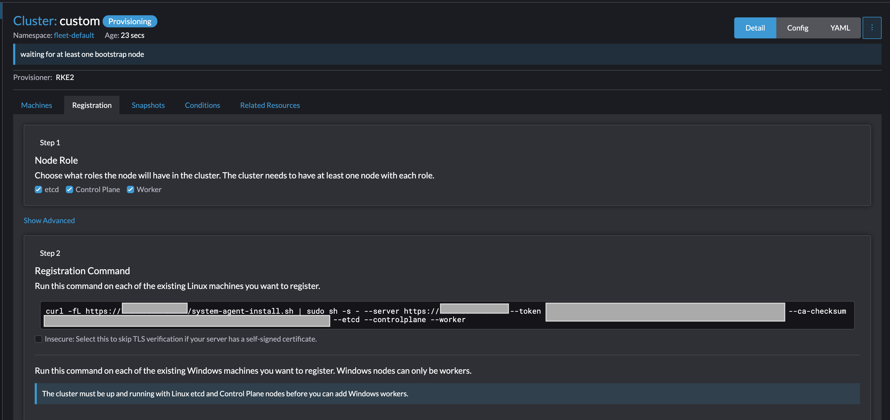 Register Commander System Windows registration command does not appear when creating custom ...