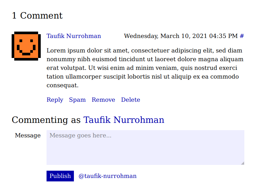 User’s Comment