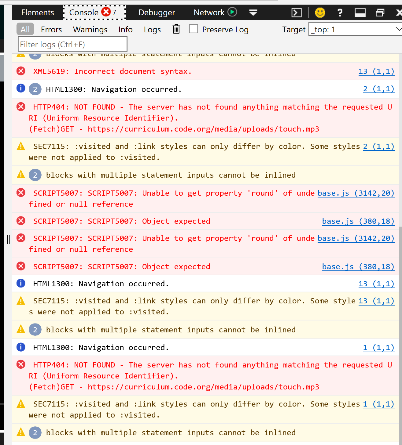 High volume of JS Errors in edge · Issue #390 · code-dot-org/dance ...