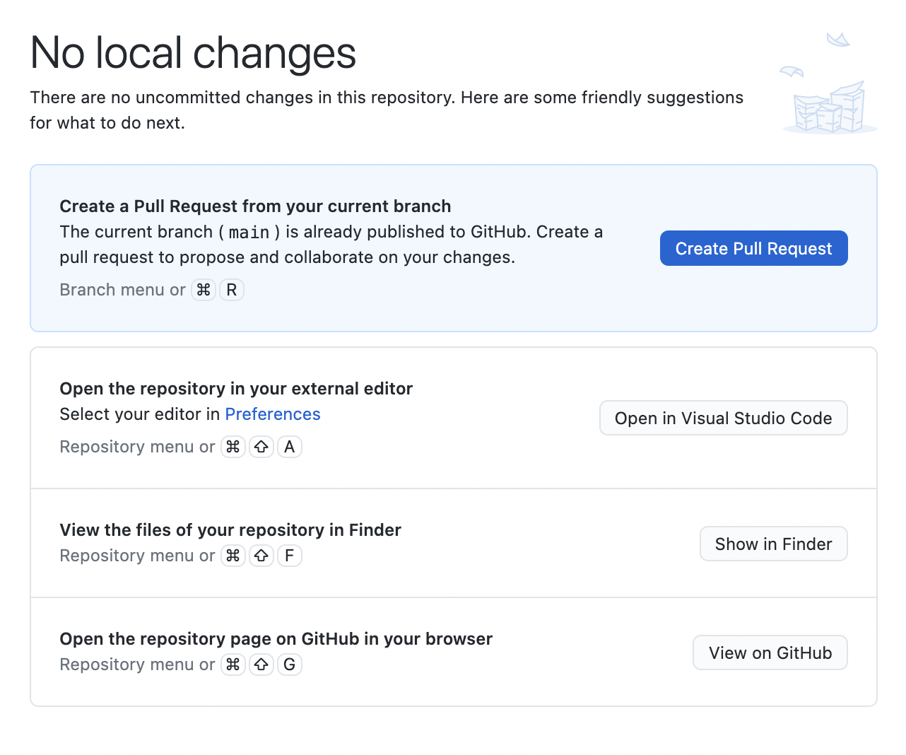 Unable to clear the "Create a pull request from your current branch ...
