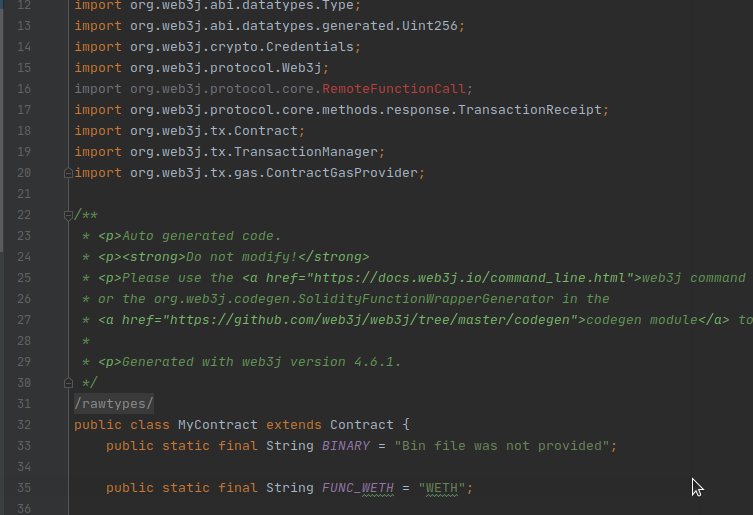 Java wrapper generator for smart contracts has import does not exists ...