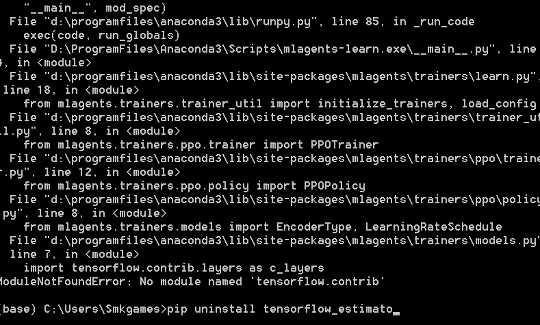 Modulenotfounderror : No Module Named Tensorflow.Contrib · Issue #2756 ·  Unity-Technologies/Ml-Agents · Github