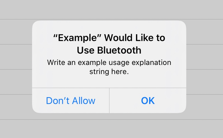 iOS Bluetooth Permission Dialog