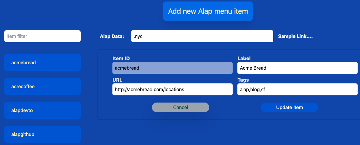 Alap Apps Interface GitHub - DanielSmith/alap-editor-react
