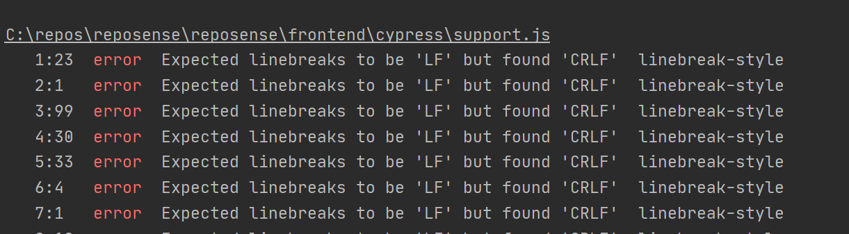 linebreak-style lint error on Windows · Issue #1283 · reposense ...