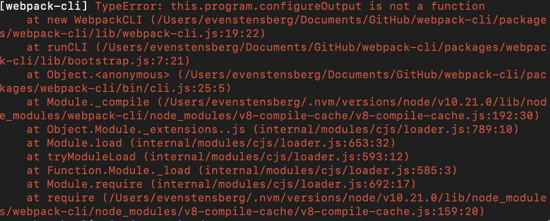 [BUG]: TypeError: this.program.configureOutput is not a function ...