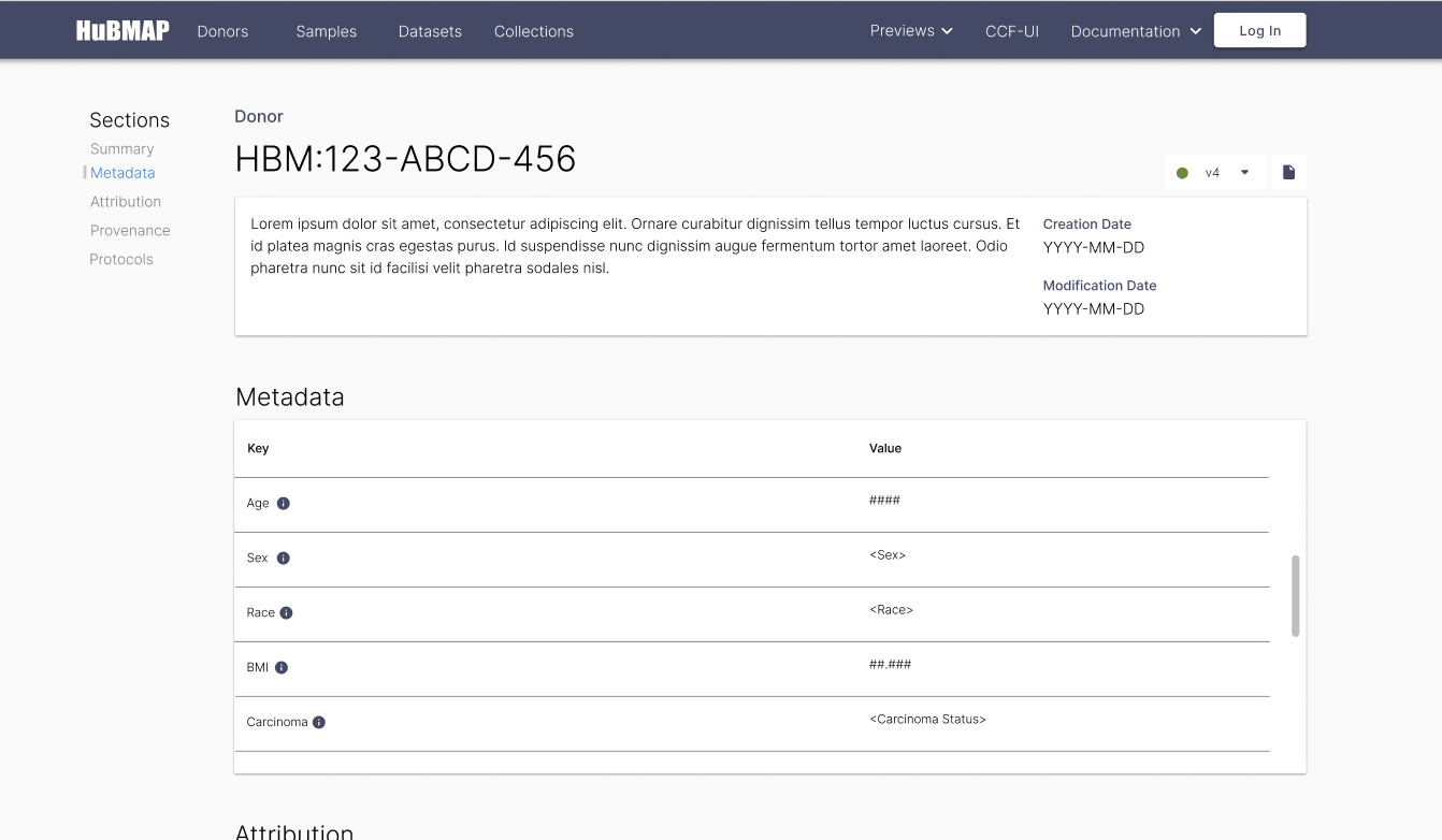 Mockup version history of detail pages · Issue #1222 · hubmapconsortium ...