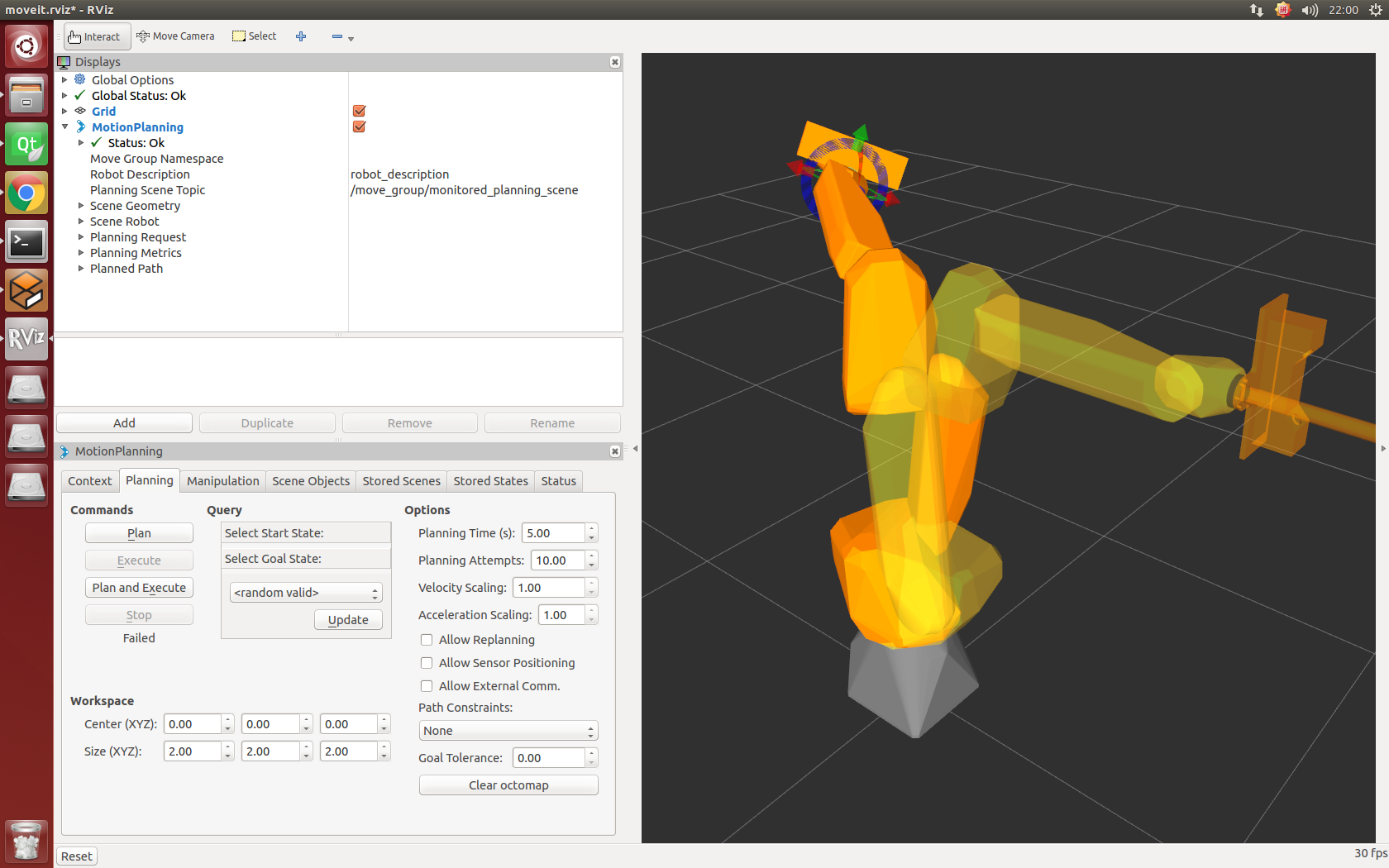 moveit gives many warnings and failed while executing in rviz · Issue ...