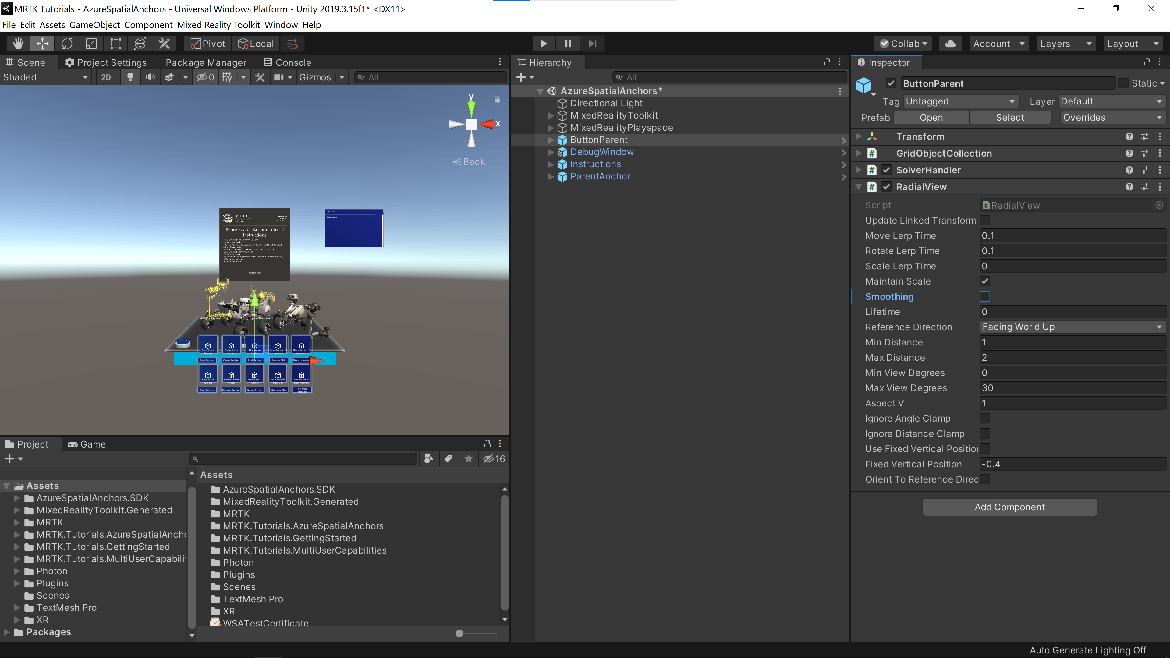 Can't See ButtonParent Within Hololens 2 App (2. Getting Started with