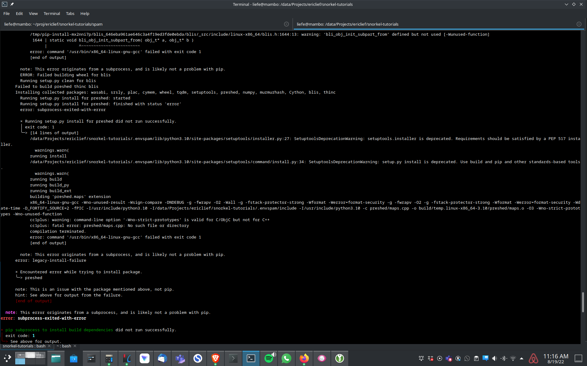 Unable to install spam tutorial dependencies · Issue 286 · snorkel
