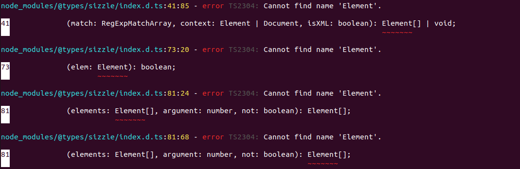 error TS2304: Cannot find name 'Element' from @types/sizzle