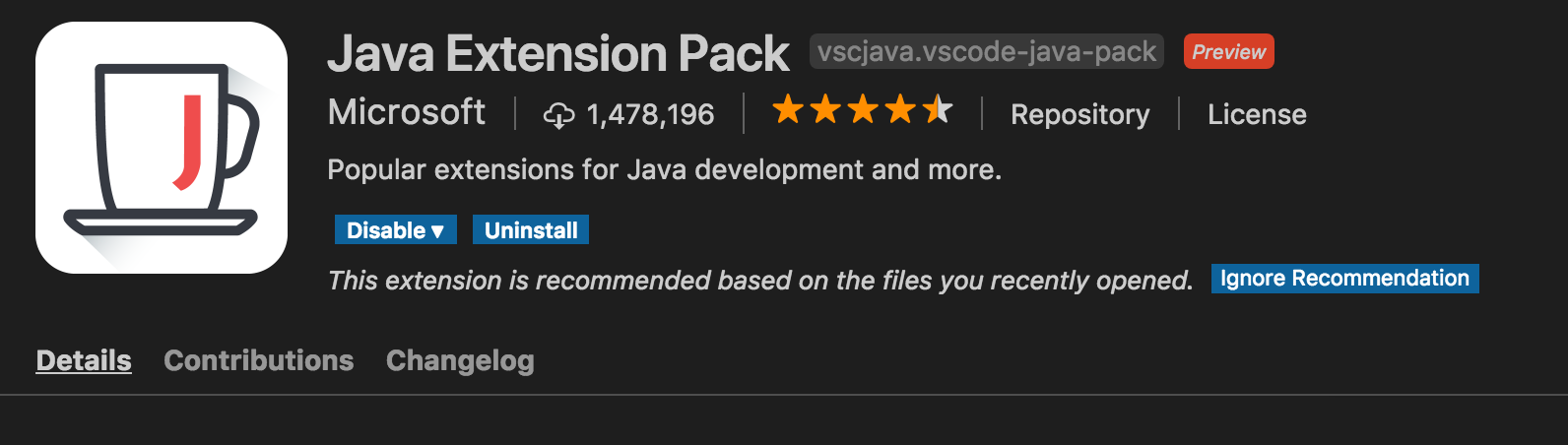 Extension Pack tab missing for Java Extension Pack · Issue #59684 ...