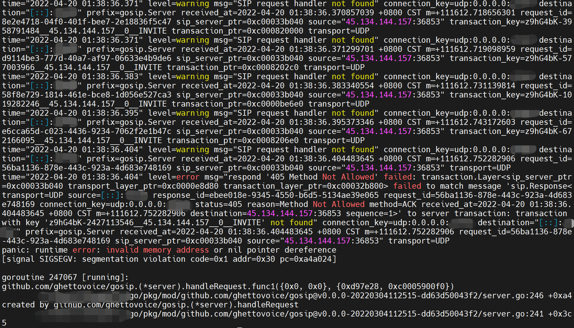 [BUG] panic error · Issue #39 · ghettovoice/gosip · GitHub