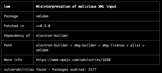Vulnerability in transitive dependency xmldom of electron-builder ...