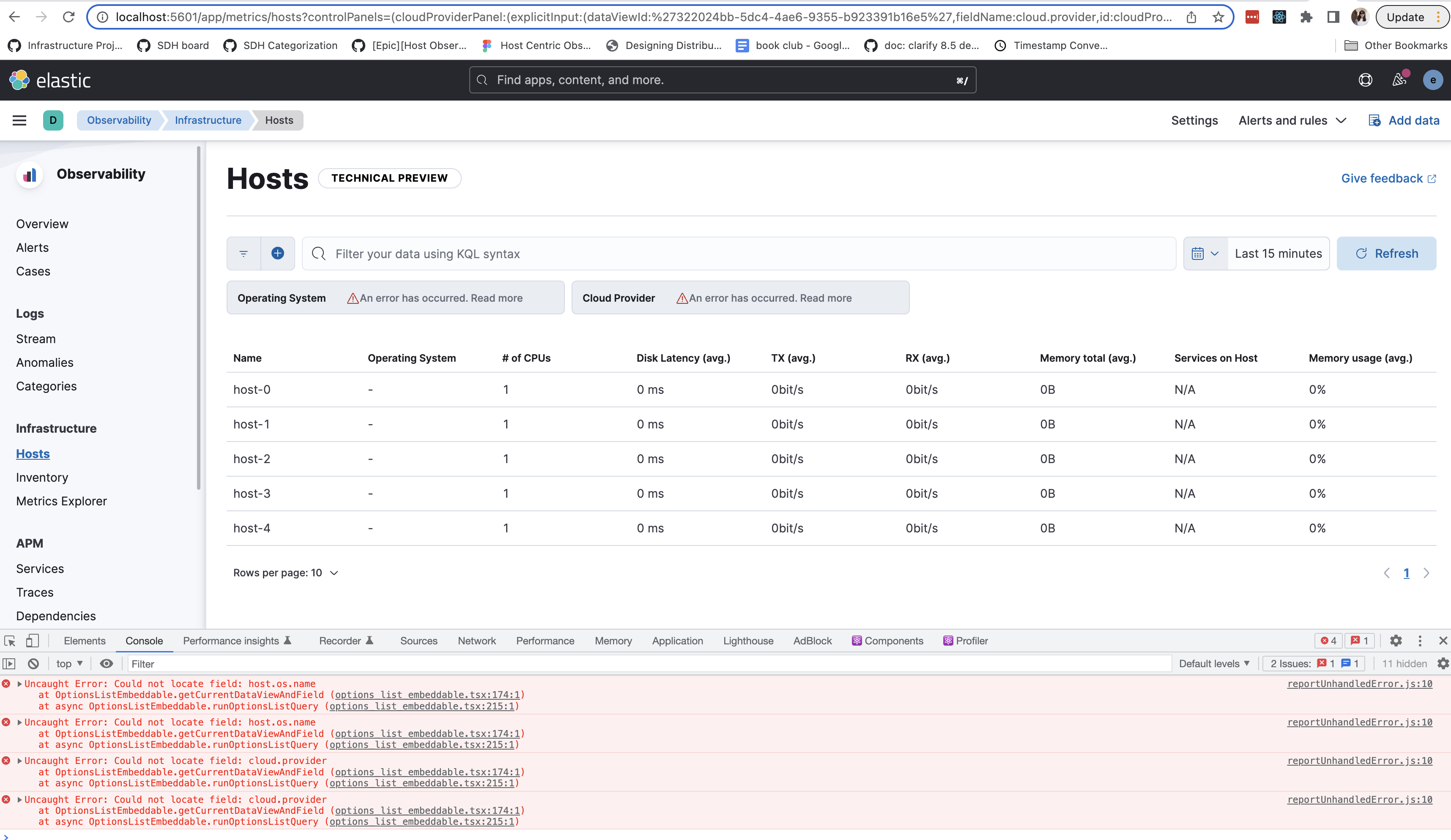 [Infrastructure UI] Error when loading hosts view with controls · Issue ...
