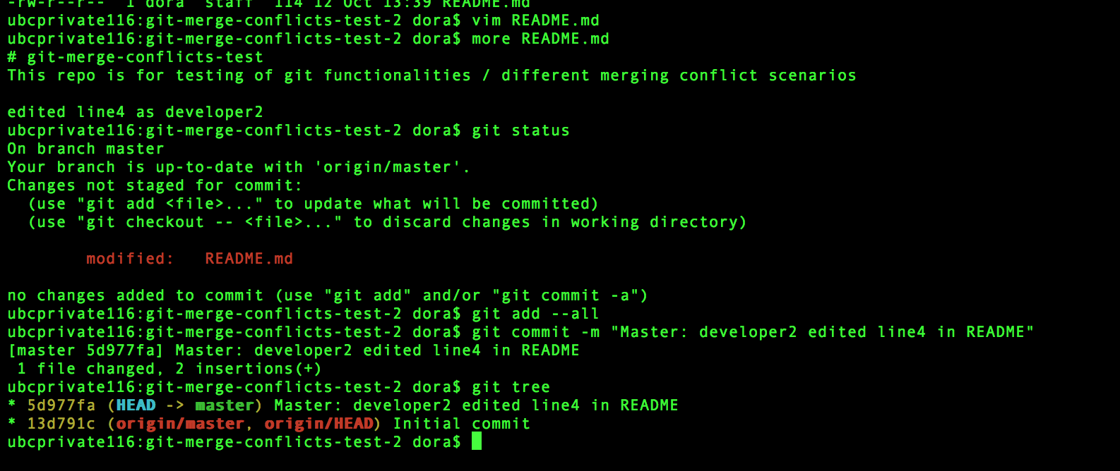 [testcase notes] #1: two developers work on the same branch ...