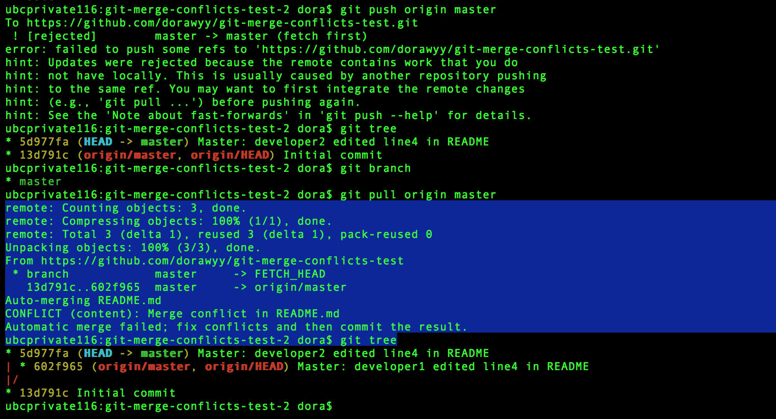 [testcase notes] #1: two developers work on the same branch ...
