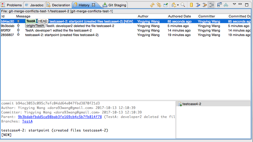 [testcase notes] #5 (aka 4-2): two developers work on the same branch ...