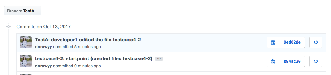 [testcase notes] #5 (aka 4-2): two developers work on the same branch ...