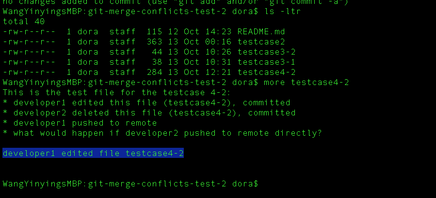 [testcase notes] #5 (aka 4-2): two developers work on the same branch ...